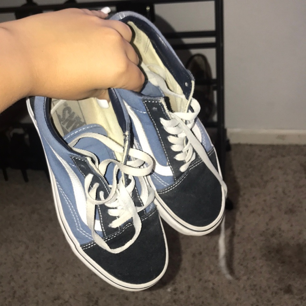blue and black old school vans
